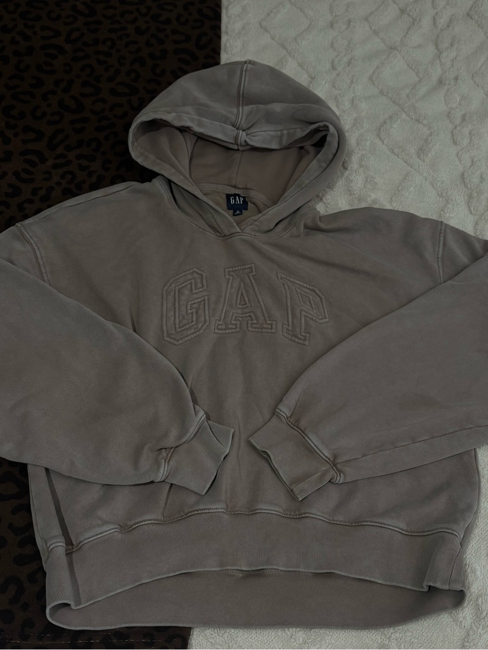 GAP Embroidered Logo Hoodie - Taupe